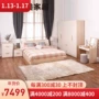 Qumei Home Light Luxury Bộ đồ nội thất phòng ngủ Bắc Âu Bộ 1,8m Hộp đầu giường Tủ quần áo kệ phòng khách