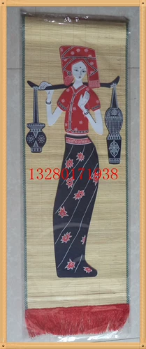 Большой высокий 82 см характерные ремесла для этнических меньшинств, наклейки с бамбуковой ткани, висящие декоративные бамбуковые живопись