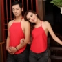 Mới 2018 người đàn ông và phụ nữ kết hôn đồ lót duy nhất hai lớp một mảnh người lớn cổ bông màu đỏ kích thước lớn Trung Quốc phong cách tạp dề áo yếm đẹp