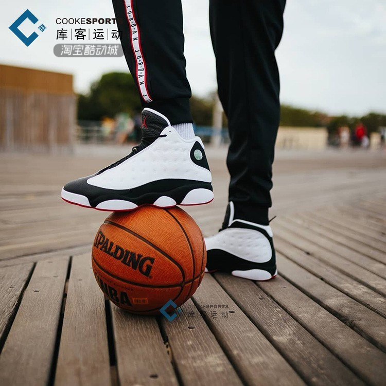 库客 Air Jordan 13 AJ13黑白熊猫高帮篮球鞋18年复刻 414571-104