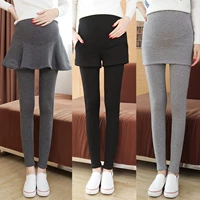 Quần bà bầu quần legging mùa đông cộng với quần nhung dày Quần áo bà bầu giả hai chiếc quần nâng bụng váy mùa xuân và mùa thu mặc shop bầu đẹp