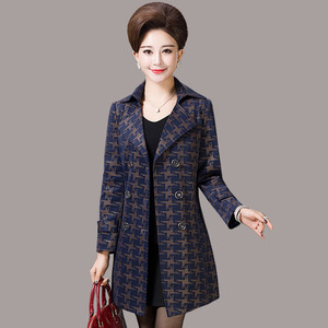 2018 mùa xuân và mùa thu mới trung niên của phụ nữ áo gió áo khoác trong phần dài 40-50 tuổi ve áo mẹ trung niên nạp áo sơ mi