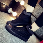 Mùa thu và mùa đông giày nữ sinh viên Giày thông thường Hàn Quốc size lớn 40 giày vải cao cấp màu đen Giày đế bằng màu trắng giày công sở