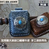 Зажигалка, импортный кожаный чехол ручной работы, воловья кожа