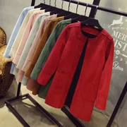 Áo khoác dạ nữ mùa thu mới 2018 phiên bản Hàn Quốc của phần dài của áo khoác mùa thu da lộn sang trọng