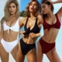 Bikini tam giác gợi cảm áo tắm nữ ngực nhỏ ba điểm tụ tập mới chia đôi màu rắn thắt nút bikini châu Âu và Mỹ bikini gợi cảm