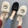 Bên ngoài mang dép len nữ mùa đông nữ 2018 Giày nữ mới hoang dã Học sinh Hàn Quốc đi giày lười Muller những mẫu dép nữ đẹp