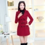 Mùa đông phiên bản Hàn Quốc cộng với áo khoác len cotton dày eo nữ phần dài Quần áo Nizi Áo khoác nữ Nizi Triều Tiên áo dạ dáng dài cho người trung tuổi