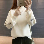 Cộng với áo nhung dày 2018 mới mùa thu đông của phụ nữ áo len nữ ngắn đầu lỏng lẻo phiên bản Hàn Quốc của áo sơ mi chạm đáy hoang dã