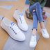 2018 mùa hè mới đáy phẳng dây đeo nhỏ màu trắng giày sinh viên Hàn Quốc rỗng breathable giày thường thấp cắt giày ren Giày cắt thấp