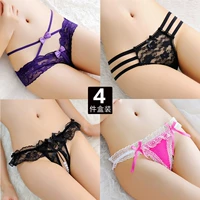 4 nạp Nhật Bản đồ lót hộp đêm hot nữ mở tập tin lưới ren trong suốt sexy thấp eo thong T quần mỏng do lot nam