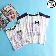 K46-402 Châu Âu và Mỹ cô gái duy nhất của trẻ em quần áo mẫu thư bow lưới Hàn Quốc phiên bản của dễ thương T-Shirt