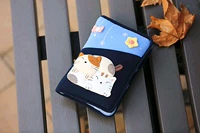 Nhật Bản KINECAT mèo Kiro chính hãng mèo ESQ Kara mèo Nhật Bản vải cotton hộ chiếu gói thẻ ID ví da đựng giấy tờ xe ô tô