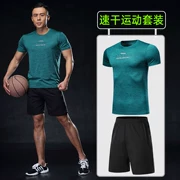 Bộ đồ thể thao nam tay ngắn mùa hè quần áo chạy nhanh quần short thể dục quần short thể thao quần áo mỏng hai mảnh giản dị