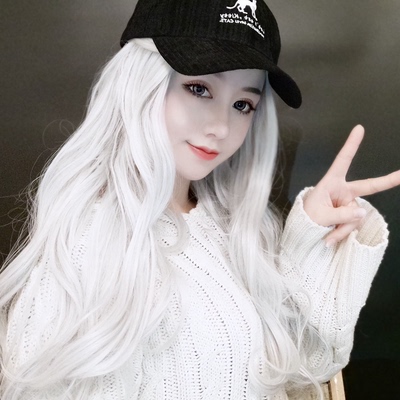 taobao agent Two -dimensional anime cosplay fake wool women's big guys silver white wig men are divided into large wavy long curly hair