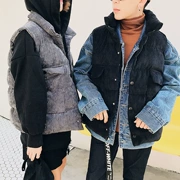 2017 xu hướng mùa đông cotton sinh viên vest couple nam ấm áo khoác Hàn Quốc phiên bản của vải to sợi thanh niên bông vest