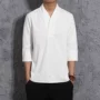 Phong cách Trung Quốc tang phù hợp với người đàn ông Trung Quốc bông và lanh áo lanh ngắn- tay mùa hè thanh niên quốc gia giản dị Trung Quốc quần áo áo sơ mi kiểu đồ bộ may vải thun