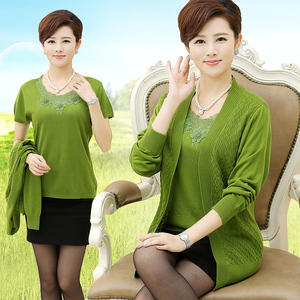 Đặc biệt hàng ngày phụ nữ trung niên của áo khoác đan áo len 40-50 tuổi hai mảnh mẹ ăn mặc mùa hè ăn mặc
