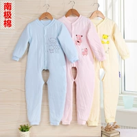 Chăn bông màu gấu quần áo cotton trẻ em jumpsuit nam 2 cô gái mùa thu và mùa đông 3-5 tuổi bé 6 bộ đồ ngủ trẻ em bộ khủng long