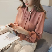 Quần áo thu đông 2018 phiên bản mới của Hàn Quốc của tay áo lỏng lẻo đầu mỏng phần tay dài áo voan nữ