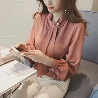 Quần áo thu đông 2018 phiên bản mới của Hàn Quốc của tay áo lỏng lẻo đầu mỏng phần tay dài áo voan nữ áo sơ mi nữ tay dài form rộng