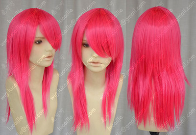 taobao agent Sell like hot cakes!High -temperature silk fluorescent pink V2Party nightclub 60 cm natural fluffy broken hair cos wig