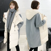 Mùa thu và mùa đông cộng với áo khoác len màu nhung nữ phiên bản Hàn Quốc của phong cách Harajuku phần dài bánh mì xuống áo khoác học sinh cotton