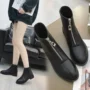 Giày cao cổ nữ nhỏ mắt cá chân nữ mùa xuân và mùa thu 2018 mới dày với đế Martin đế bằng gió Anh ống ngắn phiên bản Hàn Quốc giày boot nữ hàn quốc