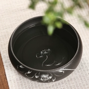 Đồ rửa chén trà lớn Nhật Bản gốm đen xỉ xỉ nước xô gốm Kung Fu bộ trà teacup chai nước rửa bút phụ kiện - Trà sứ