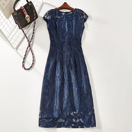 2018 mùa hè mới ngắn tay cổ tròn màu túi hip váy đầm nữ 2296