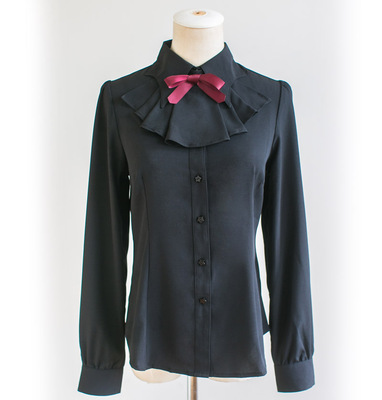 taobao agent [Dolly Delly] Original little devil bat collar Gothic lolita long -sleeved chiffon shirt