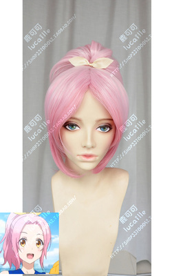 taobao agent Yamada Jun and the 7 -person Witch Ape Island Maria Sakura Powder Gradient Short Hair and Tiger Card Free Ribbon COS Wig