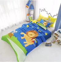 "Hàn Quốc mua sắm" G386 phim hoạt hình sư tử phòng chống mite trẻ em bông Bộ đồ giường gói - Bộ đồ giường trẻ em 	ga giường cũi cho bé	