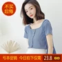 2018 mùa hè mới Hàn Quốc ngắn tay đơn ngực chic hoang dã áo sơ mi nhỏ áo sơ mi sinh viên là mỏng T-Shirt áo thun áo len nữ hàn quốc