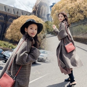 Mùa thu đông 2018 của phụ nữ Áo len kẻ sọc Hàn Quốc nữ mùa thu và mùa đông mặc áo len dày houndstooth dài - Áo Hàn Quốc
