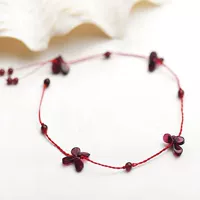 Authentic garnet pha lê tự nhiên thả dây đeo vòng chân dây đỏ tươi và trang sức đơn giản nữ có thể được tùy chỉnh - Vòng chân vòng đeo chân nữ bằng vàng