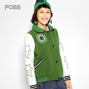 PASS nối áo len ve áo đẹp trai không khí thủy triều sinh viên áo khoác nữ phù hợp với cổ áo đoạn ngắn ladies casual quần áo