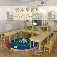 Детский сад с твердым деревом и стульями Детский полный комплект камфоры сосны обучающий стол пигмент