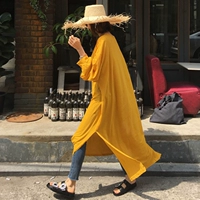 Annz korea sang trọng đầu mùa thu ma nhà thời trang không xác định lỏng lẻo bên khe váy dài váy len body dáng dài
