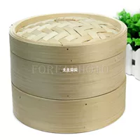 2 Tier Bamboo Steamer Set with Two Layers and One Lid for H