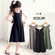 Quần áo trẻ em cô gái váy trẻ em lớn cơ sở váy vest cô gái phiên bản Hàn Quốc của trẻ em cotton 2019 mùa hè thủy triều - Váy