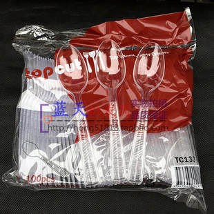 Более толстая одноразовая пластиковая ложка каша ложка ложки ложки ложки выбритая ложка пыхтя прозрачная ложка TC133