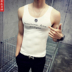 Mùa hè in ấn mồ hôi vest Hàn Quốc phiên bản của không tay Slim workout quần áo T-Shirt nam thể thao vest nam áo sơ mi áo T-Shirt mỏng Lót