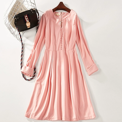 B48 mùa hè mới retro màu tinh khiết đơn giản mỏng dress nữ 7272 đầm thiết kế cao cấp Sản phẩm HOT