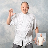 Trung niên và người lớn tuổi kích thước lớn ngắn tay phong cách dân tộc quần áo mùa hè Hanfu người đàn ông béo cộng với phân bón để tăng chất béo và bọ cạp Tang phù hợp với phần lụa mỏng bộ thổ cẩm