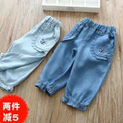 Cô gái cắt quần mùa hè cotton phần mỏng nữ bé quần short denim thoáng khí cô gái nhỏ quần âu Hàn Quốc phiên bản của vừa và nhỏ