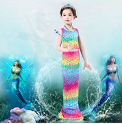 Nàng tiên cá đuôi! Áo tắm trẻ em gái công chúa ăn mặc cầu vồng trang phục nàng tiên cá ba mảnh nàng tiên cá