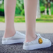 Mùa hè không có gót nửa giày vải phụ nữ 2018 mới của Hàn Quốc phiên bản của hoang dã ulzzang Harajuku lười biếng giày trắng