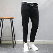 G-DIAN quần jeans cạp cao co giãn Quần jeans skinny bê Phiên bản lưới mỏng chân đen S733