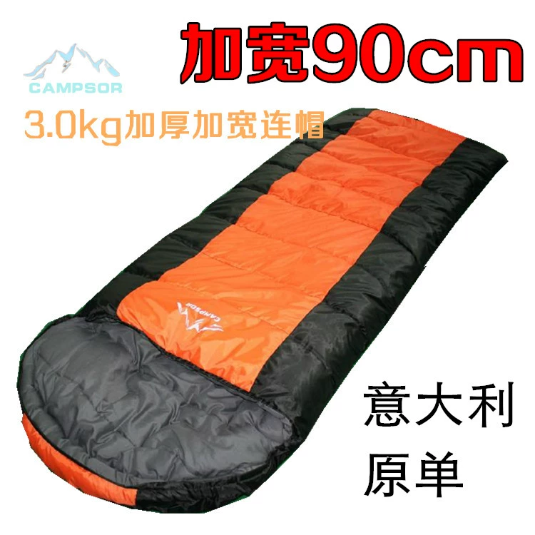 Nước ngoài thương mại ban đầu duy nhất cắm trại người lớn túi ngủ ngoài trời mùa đông dày 2,8kg bông tinh khiết mở rộng 90cm chống ẩm có thể được nối - Túi ngủ